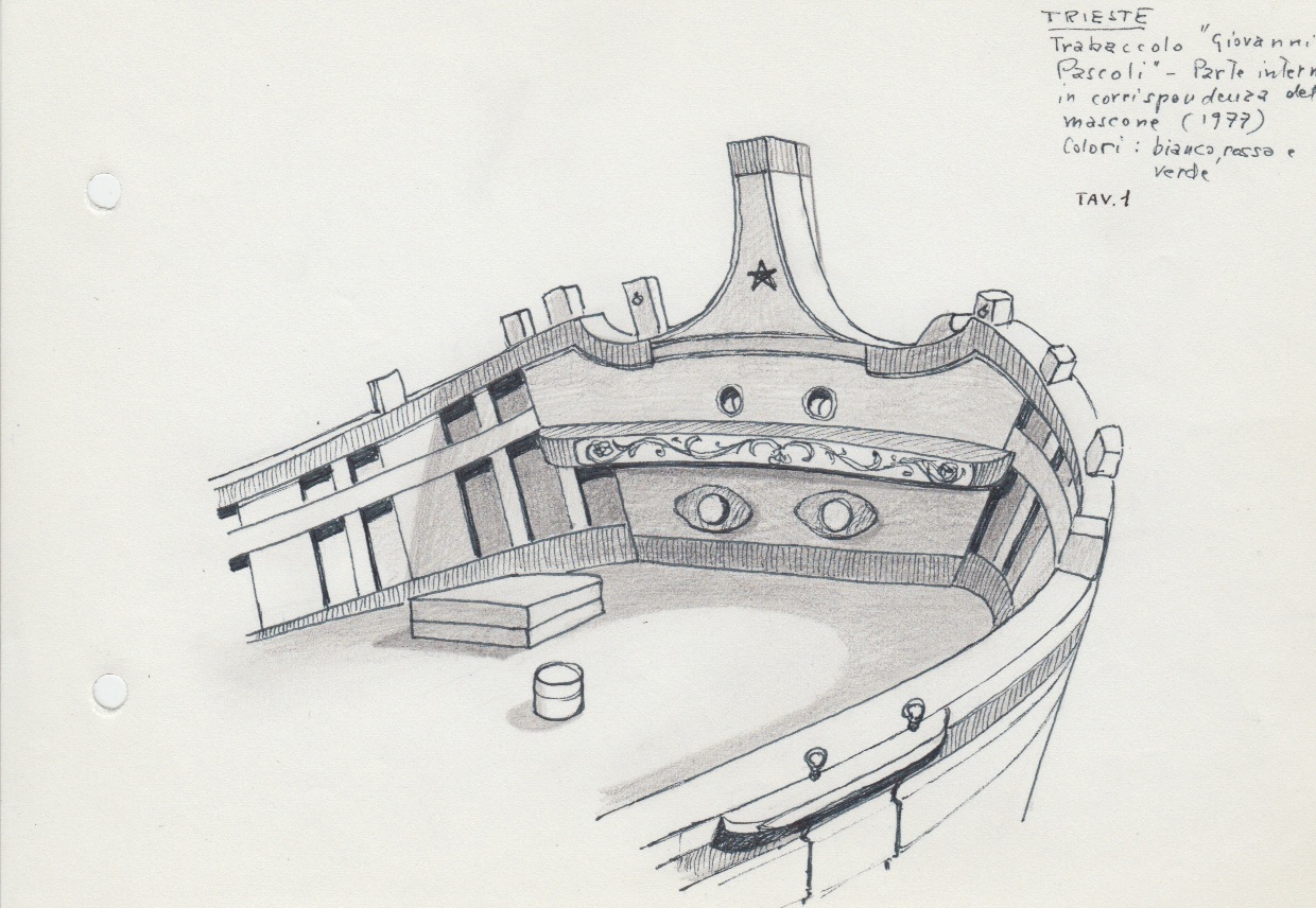 152 Trieste - trabaccolo 'Giovanni Pascoli' - parte interna in corrispondenza del mascone - 1977